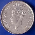 British India 1940 Bombay Mint George Vi King Quarter Rupee Coin ANH719