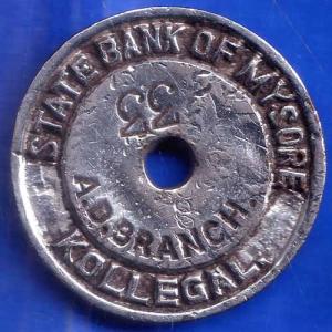 Bank Token State Bank of Mysore Kollegal 33 A D Branch ANH2118