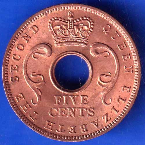 EAST AFRICA 1963 “QUEEN ELIZABETH THE SECOND” FIVE CENTS RARE COIN ANH2568