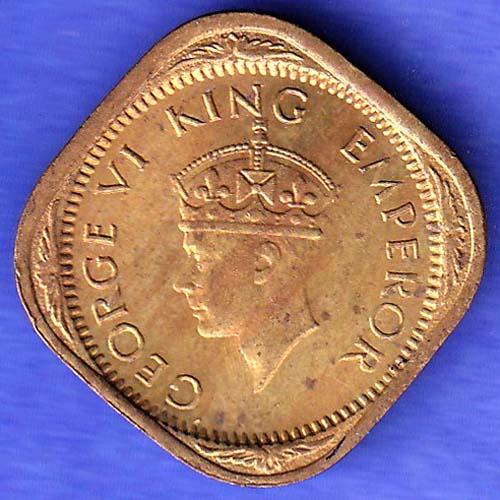 BRITISH INDIA 1944 GEORGE VI 1/2 ANNA COIN SK188