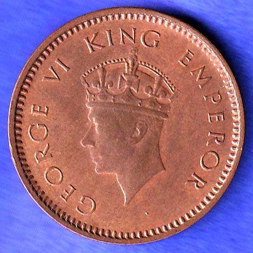 BRITISH INDIA 1940 1/2 PICE GEORGE VI COPPER COIN HSK674