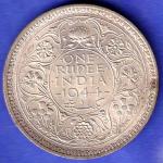 British India 1944 George VI Bombay Mint One Rupee Coin SK345