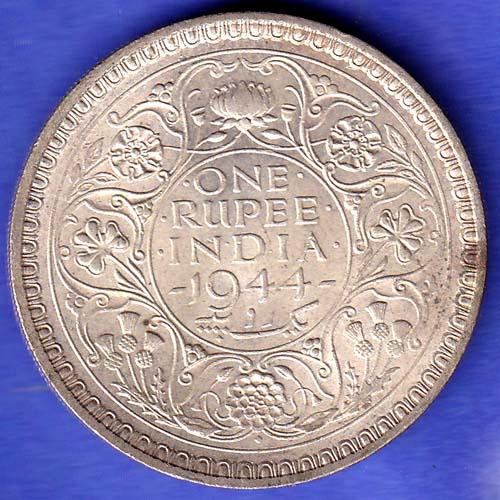 British India 1944 George VI Bombay Mint One Rupee Coin SK345
