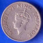 British India 1947 Bombay Mint George vi king quarter rupee coin ANH2618