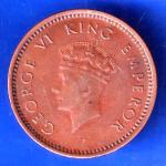 British India 1939 George VI King Emperor Half Pice Coin ANH2820