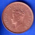 BRITISH INDIA 1939 GORGE VI KING ONE QUARTER ANNA COPPER COIN ANH2972