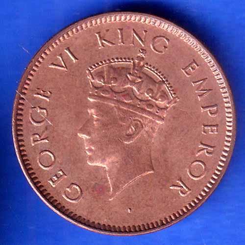 BRITISH INDIA 1939 GORGE VI KING ONE QUARTER ANNA COPPER COIN ANH2972