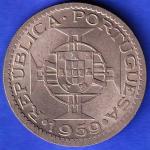 PORTUGUESE INDIA GOA 6 ESCUDO 1959 COIN ANH3319