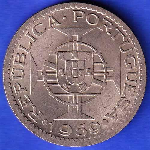 PORTUGUESE INDIA GOA 6 ESCUDO 1959 COIN ANH3319