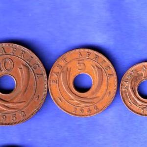 set: East Africa , 1952 Ten Cent, 1942 Five Cents, 1962 One Cent Coin SK382