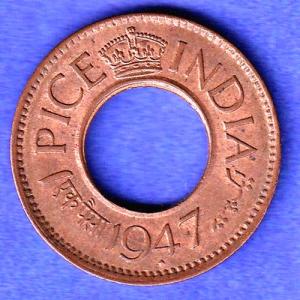 British india king bombay mint george vi 1947 one pice beautiful copper Coin SK680