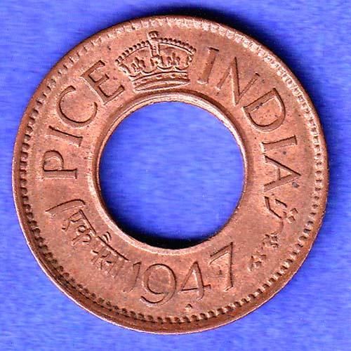 British india king bombay mint george vi 1947 one pice beautiful copper Coin SK680