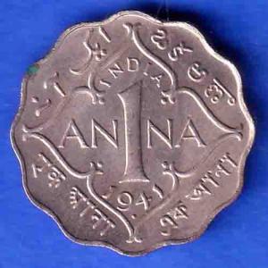 British India 1941 George VI Bombay Mint King One Anna Coin SK878