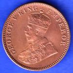 BRITISH INDIA 1936 GORGE V KING ONE QUARTER ANNA COPPER COIN ANH3221
