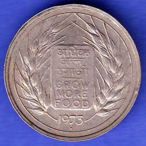 Republic India 1973 Bombay Mint “Grow More Food ” 50 Paisa Coin HSK1026