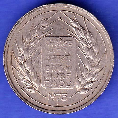 Republic India 1973 Bombay Mint “Grow More Food ” 50 Paisa Coin HSK1026