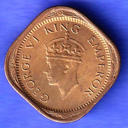 BRITISH INDIA 1942 GEORGE VI 1/2 ANNA RARE COIN  SK525