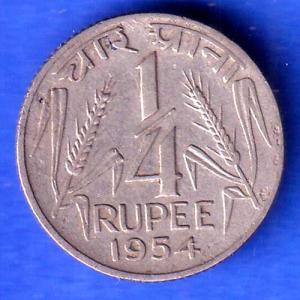 Government Of India 1955 1/4 Rupee Coin SK1024