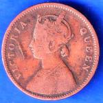 British India 1862 Victoria Queen One quarter anna Beautiful Copper Coin ANH2471
