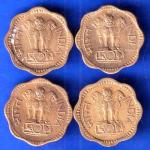 SET OF 4 : Republic India DIFFERENT MINT AND YEAR Ten Paise Coin ANH2669