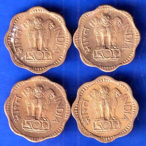 SET OF 4 : Republic India DIFFERENT MINT AND YEAR Ten Paise Coin ANH2669