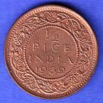 BRITISH INDIA 1939 GORGE VI KING 1/2 PICE BOMBAY MINT RARE COIN HSK821