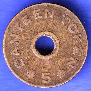CANTEEN TOKEN: K.C.M.E.CO.C.&S.SOCIETY NO.5 SK31