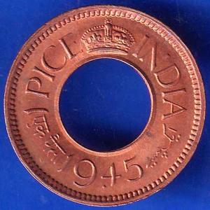 British India 1945 Bombay Mint George VI King 1 Pice Copper Coin ANH2224