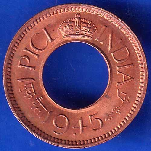 British India 1945 Bombay Mint George VI King 1 Pice Copper Coin ANH2224