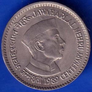 Republic India 1989 Jawaharlal Nehru Centenary One Rupee Coin ANH176