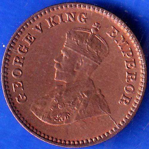 British India 1920 George V King 1/12 Anna Copper Coin ANH224