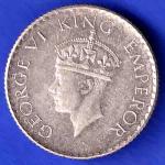 BRITISH INDIA 1940 george vi BOMBAY MINT 1/4 RUPEE SILVER COIN HSK176