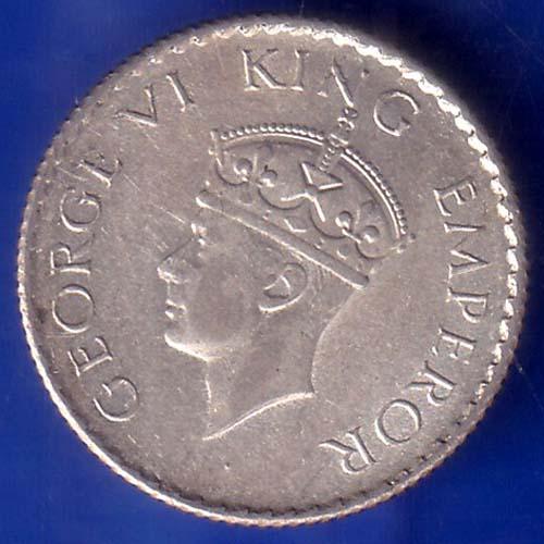 British India 1940 George VI King Quarter Rupee Coin ANH425