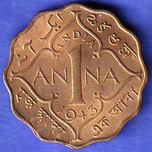 British India 1943 George Vi King One Anna Coin SK751