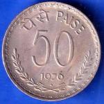 republic india 1976 BOMBAY MINT 50 paisa coin ANH2851