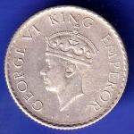BRITISH INDIA 1940 george vi 1/4 RUPEE SILVER COIN SK303