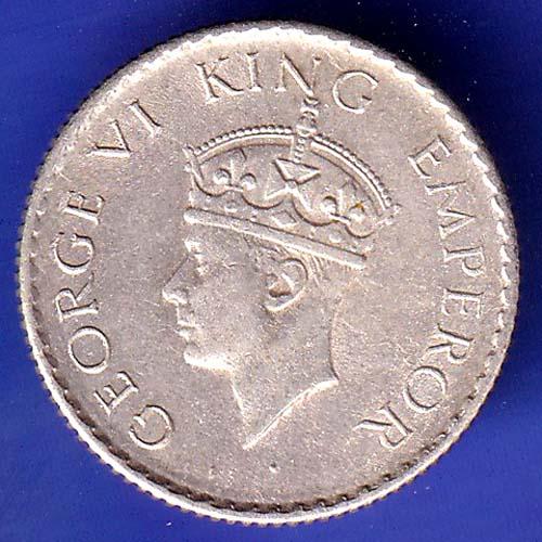 BRITISH INDIA 1940 george vi 1/4 RUPEE SILVER COIN SK303