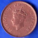 BRITISH INDIA 1939 GORGE VI KING ONE QUARTER ANNA COPPER COIN ANH2353