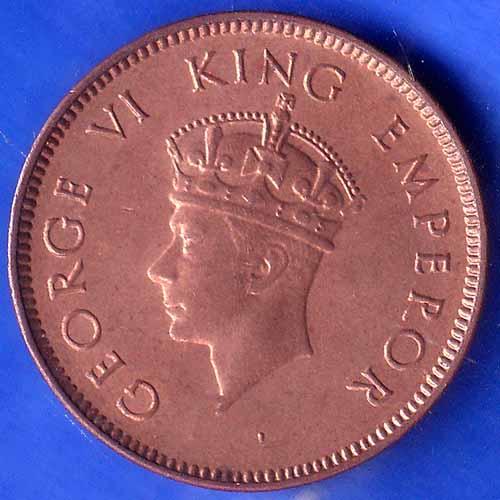 BRITISH INDIA 1939 GORGE VI KING ONE QUARTER ANNA COPPER COIN ANH2353