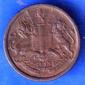 East India Company 1835 1/12 Anna Copper Coin ANH2802