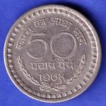 Republic India 1968 50 Paise BOMBAY MINT Coin HSK952
