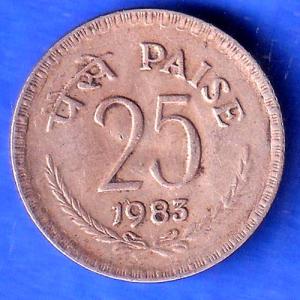 Republic india culcutta mint 25 paisa 1983 coin SK984