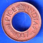 British India 1947 Bombay Mint George Vi One Pice Copper Coin ANH2621