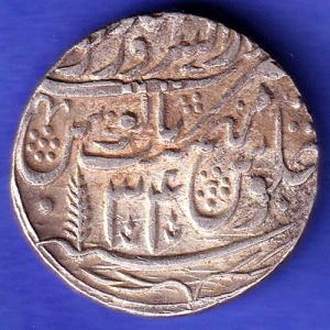 Maratha Conf. Ry 34 Shah Alam Saharanpur Mint One Rupee Rare Silver Coin  SK32