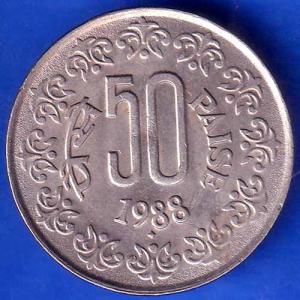 Republic India 1988 Bombay Mint 50 Pisa Coin ANH2225