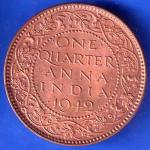 British India 1942 George VI King Emperor One Quarter Anna Copper Coin ANH2773