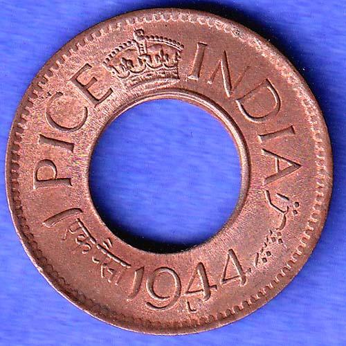 British India 1944 Lahor mint One Pice copper coin  SK641