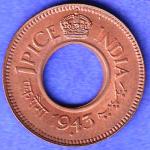 British India 1943 BOMBAY MINT George Vi King One Pice Coin SK740