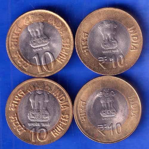 SET OF 4 : REPUBLIC INDIA TEN RUPPE FOUR DIFFRENT COINS ANH2124