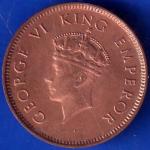 BRITISH INDIA 1939 GORGE VI KING ONE QUARTER ANNA COPPER COIN ANH676